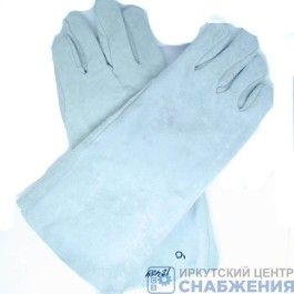 Краги сварщика спилковые пятипалые серые 12454Р