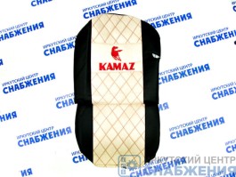 Чехол на сиденье КАМАЗ ЕВРО 2014 бежевый (2 ремня, 2 высоких сиденья) ЭКО+СТЕГАННЫЙ Аликанте+Экокожа
