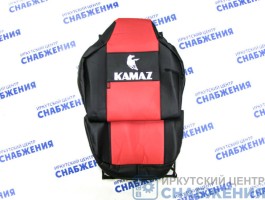 Чехол на сиденье КАМАЗ AXOR NEO 5490 2017г красный (2 ремня, 2 высоких сиденья с рычагами откидывания спинки) Экокожа