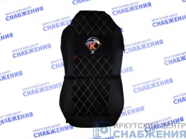Чехол на сиденье КАМАЗ AXOR NEO 5490 2017> черный (2 ремня, 2 высоких сиденья с рычагами откидывания спинки) ЭКО+СТЕГАННЫЙ Аликанте+Экокожа