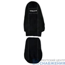 Чехол на сиденье VOLVO FMX с 2011 черный (1 ремень, 2в ысоких сиденья с рычагами откитдывания спинки) Экокожа