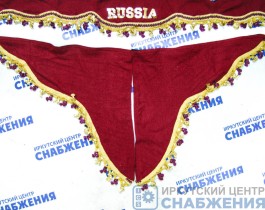 Ламбрекен "Комплект с маркой" Россия красный (астра) 1.5м