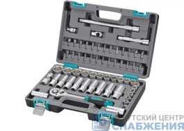 Набор инструмента, 6гр. 1/2",  CrV, пластиковый кейс 60 предм. STELS 14103 Набор инструмента, 6гр. 1/2",  CrV, пластиковый кейс 60 предм. STELS 14103