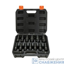 Набор торцевых ударных головок глубоких 6гр. 1/2" 10-32мм пластик.кейс 15 пр. AV Steel AV-721415