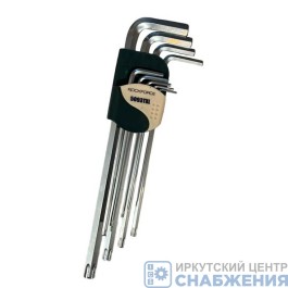 Шестигранники, 2-10мм, 9пр. HEX/TORX, Т10-Т55 угловые экстра длинные ROCKFORCE RF-5093TXL