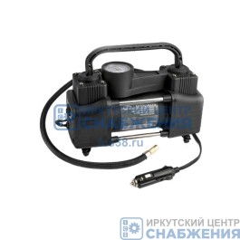 Компрессор автомобильный 2-х цилиндровый с манометром, дополнительный спиральный шланг 55л/мин AUTOVIRAZH