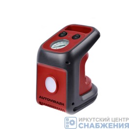 Компрессор автомобильный вертикальный с манометром, с фонарем, дополнительный шланг с быстросъемом 45л/мин AUTOVIRAZH