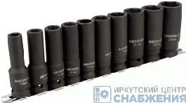 Набор торцевых ударных головок глубокие 6гр. 1/2" 10-24мм планка 10пр. АвтоДело 39810 Набор торцевых ударных головок глубокие 6гр. 1/2" 10-24мм планка 10пр. АвтоДело 39810