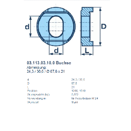 Втулка вварная пальца рессоры BPW M24 овальная 24х36.6/67.6х21 TRAILERPARTS ТР0311303100