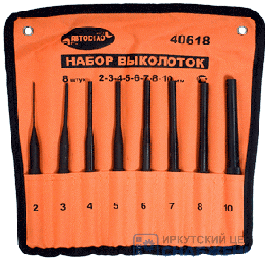 Набор выколоток, 2-10мм 8шт АвтоДело 60618 Набор выколоток, 2-10мм 8шт АвтоДело 60618