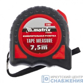Рулетка, 7.5мх25мм, обрезин.корпус MATRIX 31082