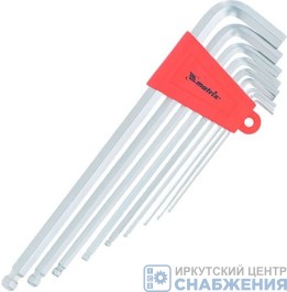 Шестигранники, 2-12 мм, 9пр. HEX CrV, угловые экстра длинные, с шаром сатинированные MATRIX 16411