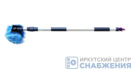 Щетка для мытья телескопическая 2-х секционная L=120-200см усиленная, с краном подачи воды АТ00033