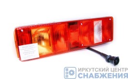 Фонарь задний левый с подсветкой 24В КАМАЗ ЕВРО МАЗ УРАЛ ЗИЛ универсальный с боковым габаритом со жгутом б/л ТЕХАВТОСВЕТ