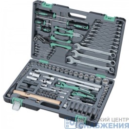Набор инструмента, 6 гр. 1/4", 1/2" Cr-V, S2, усиленный кейс, 119пр. STELS 14112