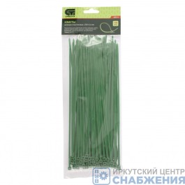 Хомуты 250х3.6мм, пластмассовые, зеленые (уп.100), СИБРТЕХ 45513