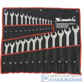 Набор ключей комбинированных, 6-32мм 25шт, матовый хром, сумка MATRIX 15413