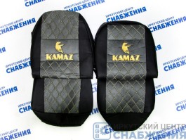 Чехол на сиденье КАМАЗ серый (без ремней, сиденья: 1 высокое и 2 низких с рычагами откидывания спинки) ЭКО+СТЕГАННЫЙ Аликанте+Экокожа