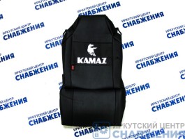 Чехол на сиденье КАМАЗ AXOR NEO 5490 2017г черный (2 ремня, 2 высоких сиденья с рычагами откидывания спинки) Экокожа