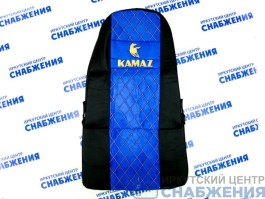 Чехол на сиденье КАМАЗ синий (без ремней, 3 высоких сиденья) ЭКО+СТЕГАННЫЙ Аликанте+Экокожа