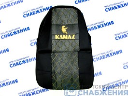 Чехол на сиденье КАМАЗ серый (без ремней, 3 высоких сиденья) ЭКО+СТЕГАННЫЙ Аликанте+Экокожа