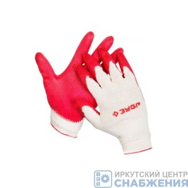 Перчатки ЗУБР Мастер трикотажные х/б обливная ладонь из латекса L-XL