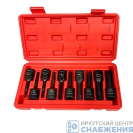 Набор торцевых ударных головок-бит 12гр. TORX 1/2" М5-М18 L=78мм, пластик.кейс 10 пр. SONGRUI SG-52212-518