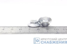 Гайка М 6х1.0 с зубчатым буртиком БелЗАН (уп.100) (кл.пр 4) 1/38321-018