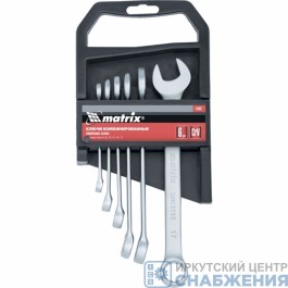 Набор ключей комбинированных, 6-17мм, 6шт, матовый хром, холдер MATRIX 15402