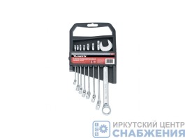 Набор ключей комбинированных, 8-19мм, 8шт, полированный хром, холдер MATRIX 15418