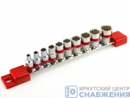 Набор торцевых головок 12гр. 1/4" 4-13мм, планка 10 пр. MATRIX 13594