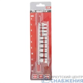 Набор торцевых головок 12гр. 1/4" 4-13мм, SPLINE планка 10пр. MATRIX 13599