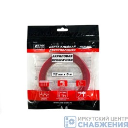 Скотч двухсторонний (12ммх5м) прозрачный акриловая основа A40224S