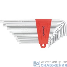 Шестигранники, Т10-Т50, 9пр. ТORX CrV, удлиненые, сатинированные MATRIX 12306