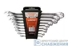 Набор ключей комбинированных, 6-22мм, 9шт, полированный хром, холдер MATRIX 15424