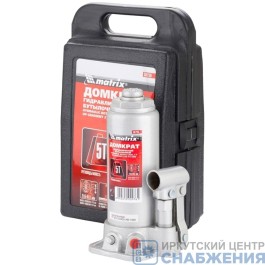 Домкрат гидравл.бутылочный, 5т, h подъема 216-413мм, пластик кейс, MATRIX 50756