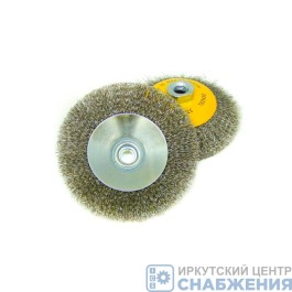 Корщетка-тарелка 125 мм гайка М14 витая проволока DENZEL 746163