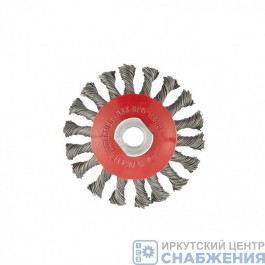 Корщетка-тарелка 115 мм гайка М14 витая проволока 0.5мм MATRIX 74610