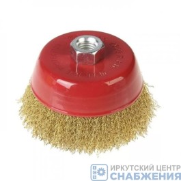 Корщетка-чашка, 125мм, гайка М14 латунированная витая проволока MATRIX 74606