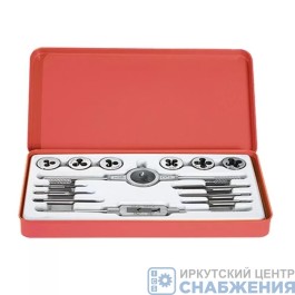 Набор метчиков и плашек М3-М10 14 пр в пласт. кейсе MATRIX 77345