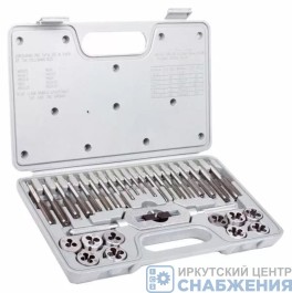 Набор метчиков и плашек М3-М12 31 предмет в пласт. кейсе MATRIX 77337