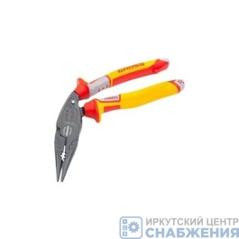 Длинногубцы 200мм изогнутые, диэлектрические ручки до 1000В GROSS 17181