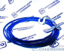 Трос буксировочный 5т 4м D-10мм, 2 крюка стальной в оплетке TA-TS-10