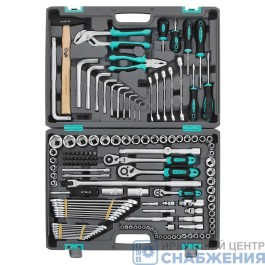 Набор инструмента, 6гр. 1/2", 1/4, 3/8 CrV, пластиковый кейс, 142пр. STELS 14107