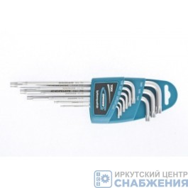 Шестигранники, Т10-Т50, 9пр. ТORX-TT S2, удлиненные S2, сатинированные GROSS 16407