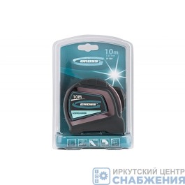 Рулетка, 10мх25мм, двухсторонний зацеп, 2-х стороняя шкала GROSS, 31126