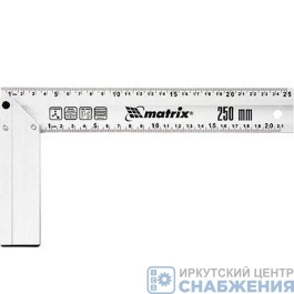 Угольник столярный 250мм, алюминиевый литой, MATRIX 32471