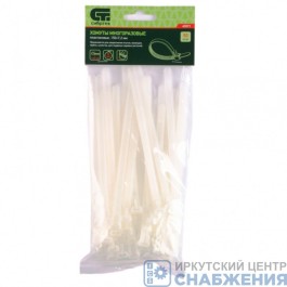 Хомуты 150х7.2мм, универсальные, многоразового использования, пластиковые, белые (уп.50) СИБРТЕХ 45571