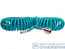 Шланг спиральный, полиуретановый 10м профессиональный с быстросъемными соединениями STELS 57007