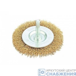 Щетка для дрели 30мм плоская со шпилькой латунь витая проволока MATRIX 74440